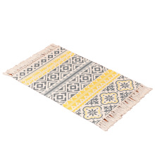 Retro Bohemian Hand Woven Cotton Tapon Pichet Tassel Tapis de lit géométrique Mat à sol